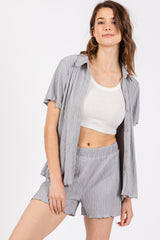 Grey Plisse Short Set