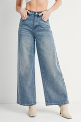 Light Wash High-Rise Wide-Leg Jeans