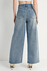 Light Wash High-Rise Wide-Leg Jeans