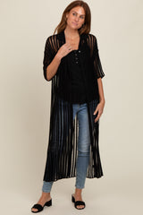 Black Distressed Collared Maternity Cover-Up