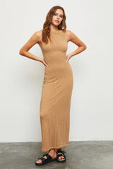 Taupe Fish Net Knit Dress