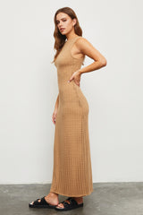 Taupe Fish Net Knit Dress