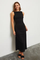 Black Fitted Maternity Maxi Dress