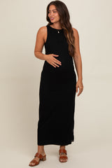 Black Fitted Maternity Maxi Dress