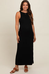 Black Fitted Maternity Maxi Dress