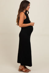 Black Fitted Maternity Maxi Dress