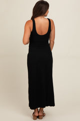 Black Fitted Maternity Maxi Dress