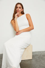 White Fish Net Knit Dress