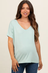 Mint Short Dolman Sleeve V-Neck Maternity Top