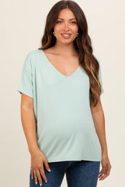 Mint Short Dolman Sleeve V-Neck Maternity Top