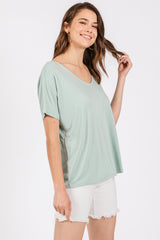 Mint Short Dolman Sleeve V-Neck Top