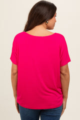 Fuchsia Short Dolman Sleeve V-Neck Maternity Top