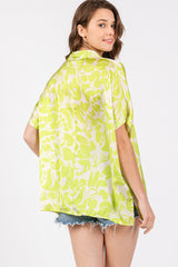 Lime Floral Button Down Blouse