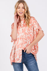 Peach Floral Button Down Maternity Blouse