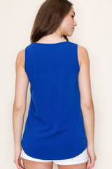 Royal Ribbed Sleeveless Top