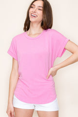 Pink Short Sleeve Terry Top