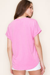 Pink Short Sleeve Terry Top