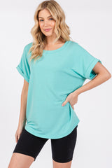 Mint Green Short Sleeve Terry Maternity Top