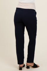 Navy Blue Pleated Relax Fit Maternity Pants