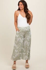 Light Olive Tropical Wide Leg Maternity Pants