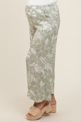 Light Olive Tropical Wide Leg Maternity Pants