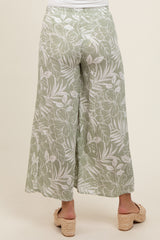 Light Olive Tropical Wide Leg Maternity Pants