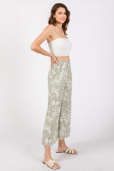 Light Olive Tropical Wide Leg Pants