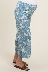 Blue Tropical Wide Leg Maternity Pants