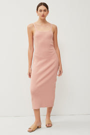 Mauve Knit Open Tie Back Midi Dress