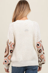 White Sleeve Crochet Maternity Cardigan