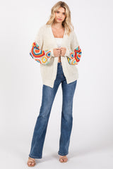 Cream Sleeve Crochet Cardigan