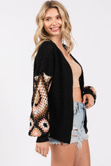 Black Sleeve Crochet Cardigan