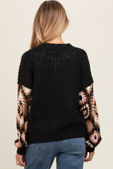 Black Sleeve Crochet Maternity Cardigan