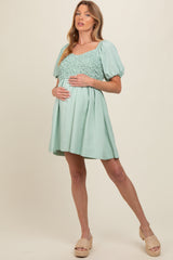 Mint Green Textured Bodice Maternity Dress