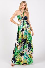 Green Floral Cutout Maxi Dress