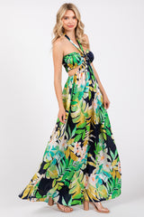 Green Floral Cutout Maxi Dress