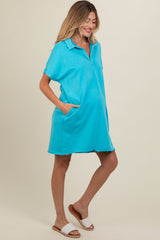 Aqua Mineral Washed French Terry Maternity Dress