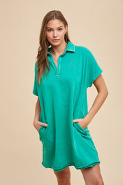 Green Mineral Washed French Terry Dress