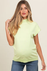 Lime Mock Neck Knit Maternity Top