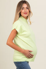 Lime Mock Neck Knit Maternity Top