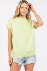 Lime Mock Neck Knit Top