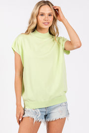 Lime Mock Neck Knit Top