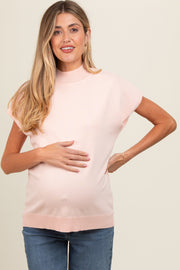 Light Pink Mock Neck Knit Maternity Top