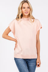 Light Pink Mock Neck Knit Maternity Top