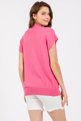 Fuchsia Mock Neck Knit Top