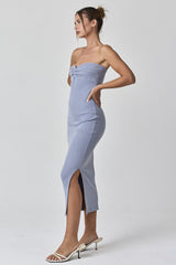 Light Blue Strapless Twist Dress