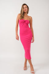 Fuchsia Strapless Twist Dress