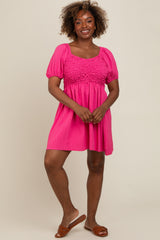 Pink Textured Bodice Dress