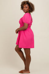 Pink Textured Bodice Dress