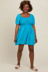 Turquoise Textured Bodice Dress